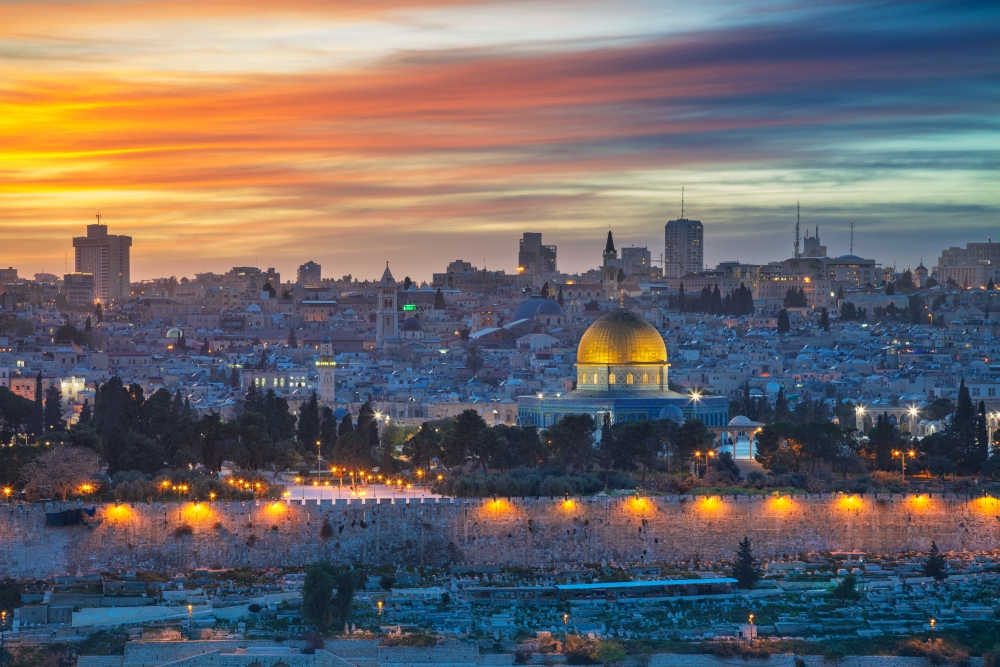Západ slunce ve Starém městě Jeruzaléma